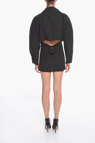 Tech Cotton-toile Long-sleeved Top with Cut-out Detail
