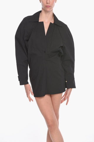 Tech Cotton-toile Long-sleeved Top with Cut-out Detail