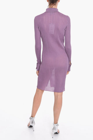 Ribbed Silk Midi Shirt Dress
