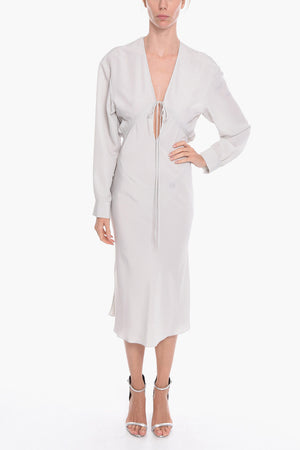 비스코스 크레페 롱 드레스 GREBSEH 컷아웃 디테일