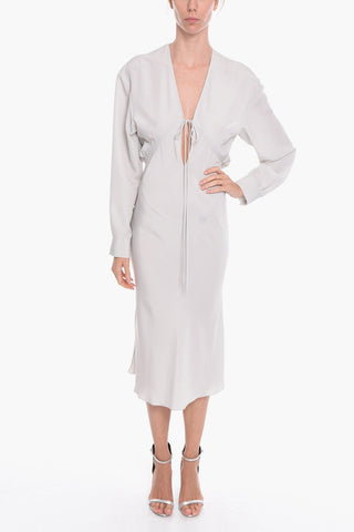 Vestito Lungo GREBSEH in Crepe di Viscosa con Dettaglio Cut-out