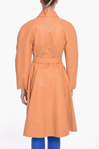 Semiplongé-leather ZIp-up Coat