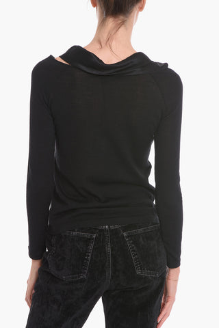 Wool Sweater with Silk Bow Detail