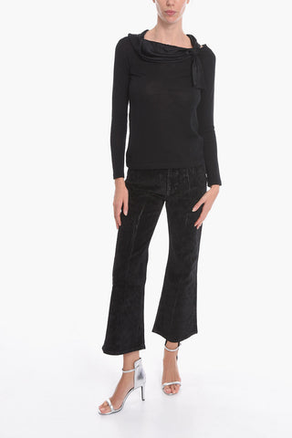 Wool Sweater with Silk Bow Detail