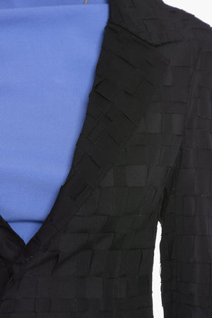 Cappotto Monopetto in Gazar di Seta con Motivo Basket Weave