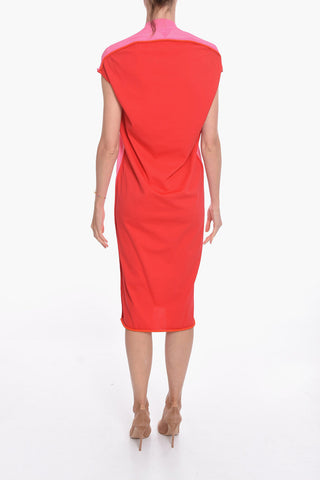 Vestito Midi Drappeggiato in Viscosa