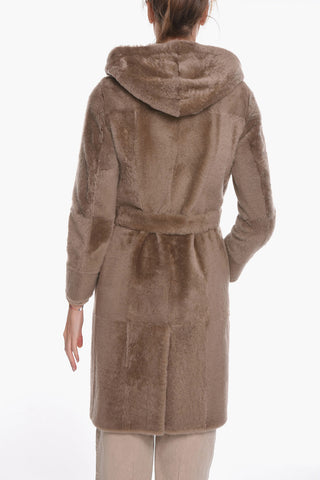 Cappotto Doppiopetto in Pelliccia di Montone con Cappuccio