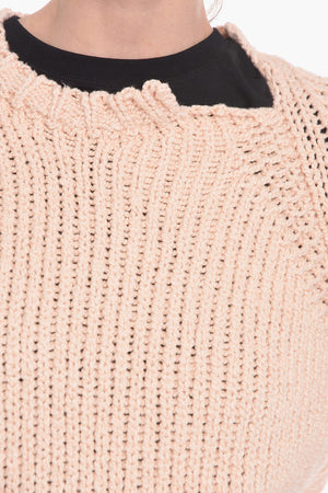 Maglia girocollo in Crochet di Cotone
