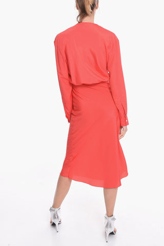 Viscose Crepe Long Dress GREBSEH with Cut-out Detail
