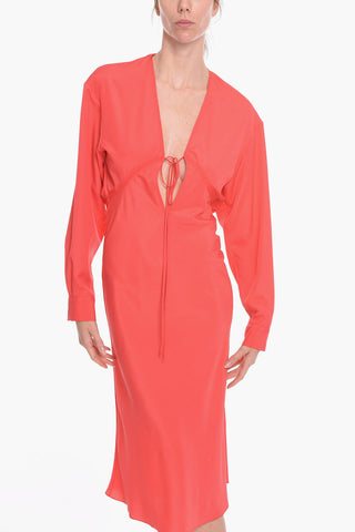 Viscose Crepe Long Dress GREBSEH with Cut-out Detail