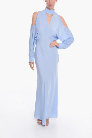 Viscose-crepe Long Dress with Cut-out Details