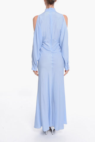 Viscose-crepe Long Dress with Cut-out Details