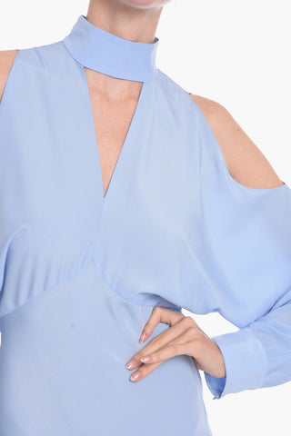 Viscose-crepe Long Dress with Cut-out Details