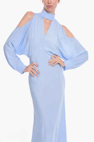 Viscose-crepe Long Dress with Cut-out Details