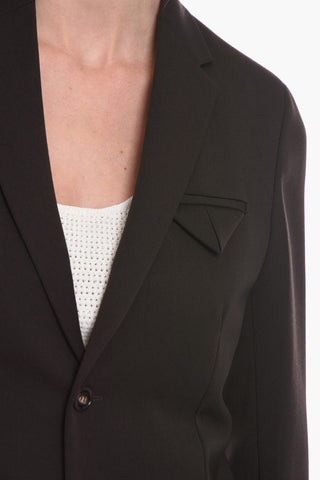 Grain-de-poudre Wool Single-breasted Blazer with Notch Lapel