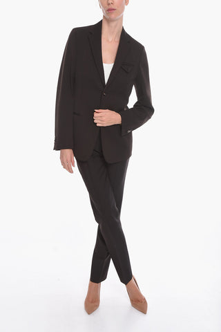 Grain-de-poudre Wool Single-breasted Blazer with Notch Lapel