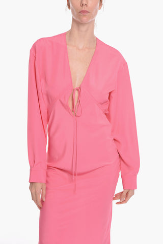 Vestito Lungo GREBSEH in Crepe di Viscosa con Dettaglio Cut-out