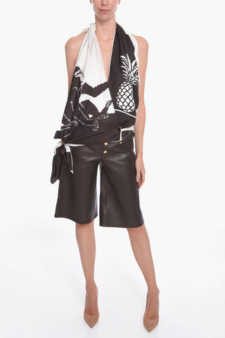 Set SEMIPLONGE Composto da Top in Seta e Shorts in Pelle