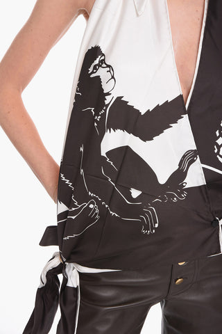 Set SEMIPLONGE Composto da Top in Seta e Shorts in Pelle
