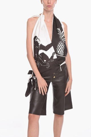 Set SEMIPLONGE Composto da Top in Seta e Shorts in Pelle