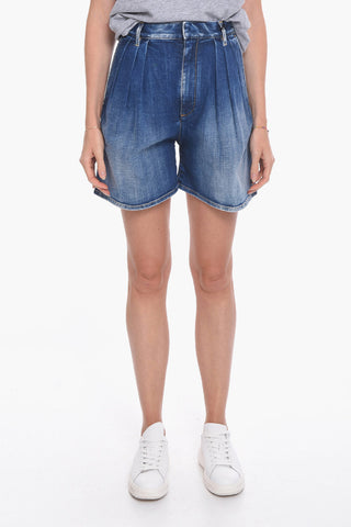 Triple-pleated FLASHDANCE Flared Denim Shorts