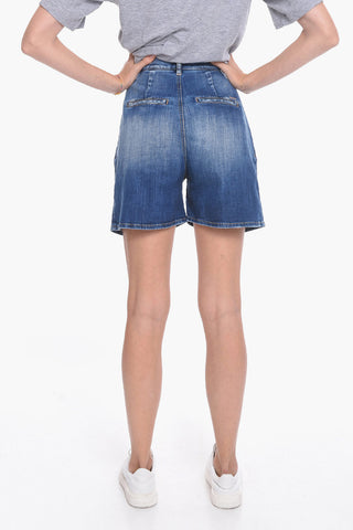 Triple-pleated FLASHDANCE Flared Denim Shorts