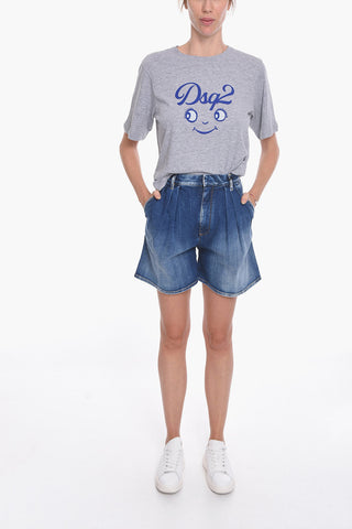 Triple-pleated FLASHDANCE Flared Denim Shorts