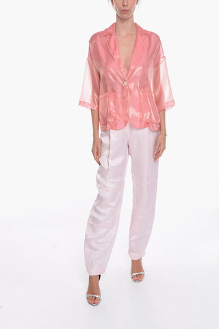 Meshed JUDI Single-breasted Blazer with 3/4 Sleeves