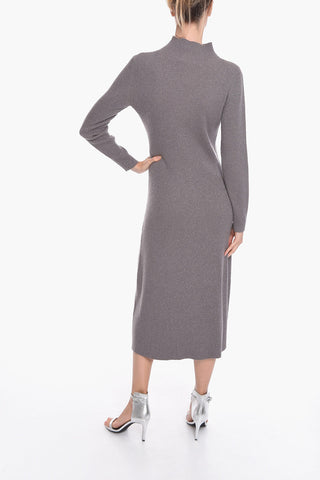Vestito Lungo in Misto Cashmere a Collo Alto