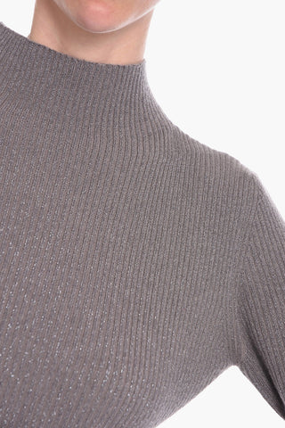 Vestito Lungo in Misto Cashmere a Collo Alto