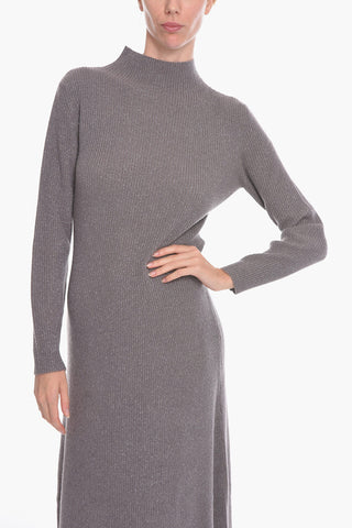 Vestito Lungo in Misto Cashmere a Collo Alto
