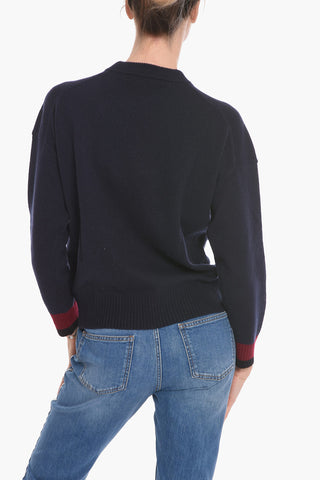 Wool Crewneck Sweater with Jacquard K Logo
