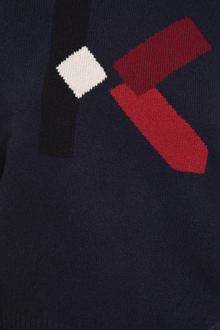 Maglia girocollo in Lana con Logo K in Jacquard