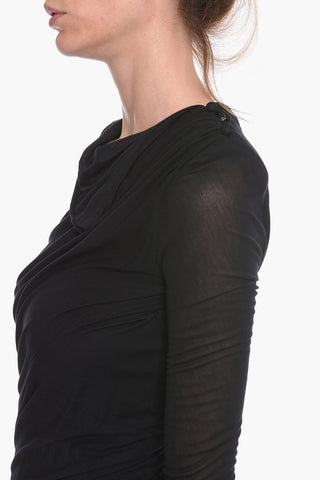 Abito Lungo in Jersey con Drappeggio