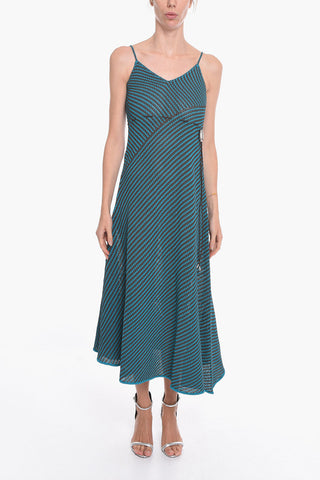 Maxidress in Misto Cotone a Righe con Coulisse