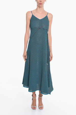 Striped Cotton-blend Maxidress with Drawstring