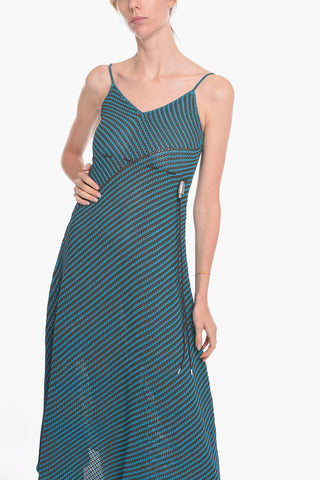 Maxidress in Misto Cotone a Righe con Coulisse