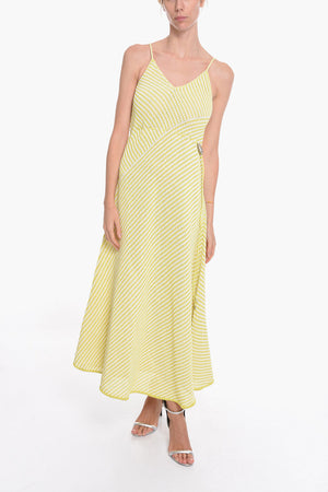 Gestreiftes Maxikleid aus Baumwollmix mit Kordelzug