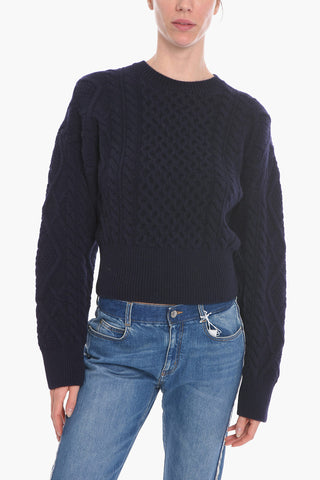 Maglia Girocollo in Lana Vergine Motivo Aran 