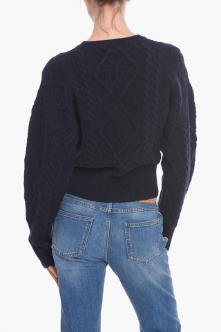 Maglia Girocollo in Lana Vergine Motivo Aran 