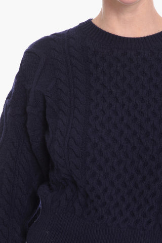 Maglia Girocollo in Lana Vergine Motivo Aran 