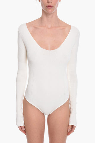 Stretch-viscose Bodysuit with Boat Neckline