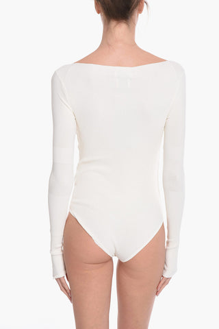 Stretch-viscose Bodysuit with Boat Neckline