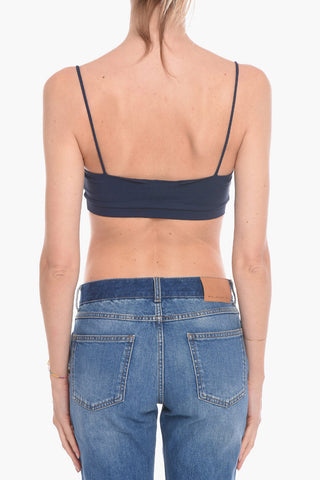 Jersey Cropped Top with Logo Print