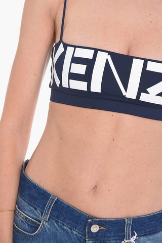 Jersey Cropped Top with Logo Print