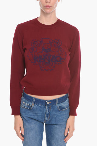 Compact-wool Crewneck Sweater with TIGER Logo