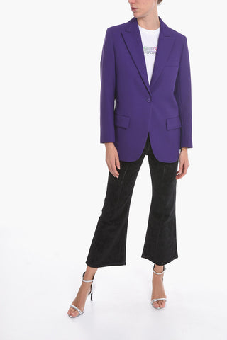 Single-Button Blazer with Peak Lapel