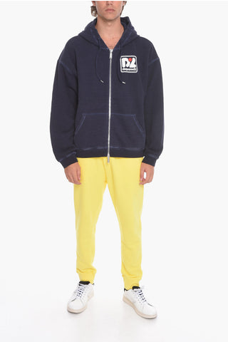 Zip-up Hoodie Sweatshirt with Logo Print