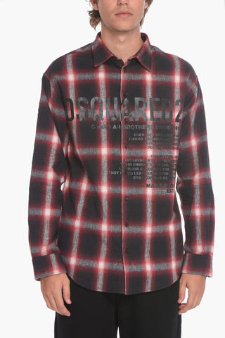 Camicia con Fantasia a Quadri e Stampa Logo