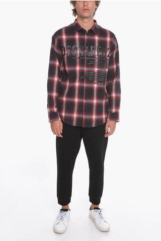 Camicia con Fantasia a Quadri e Stampa Logo